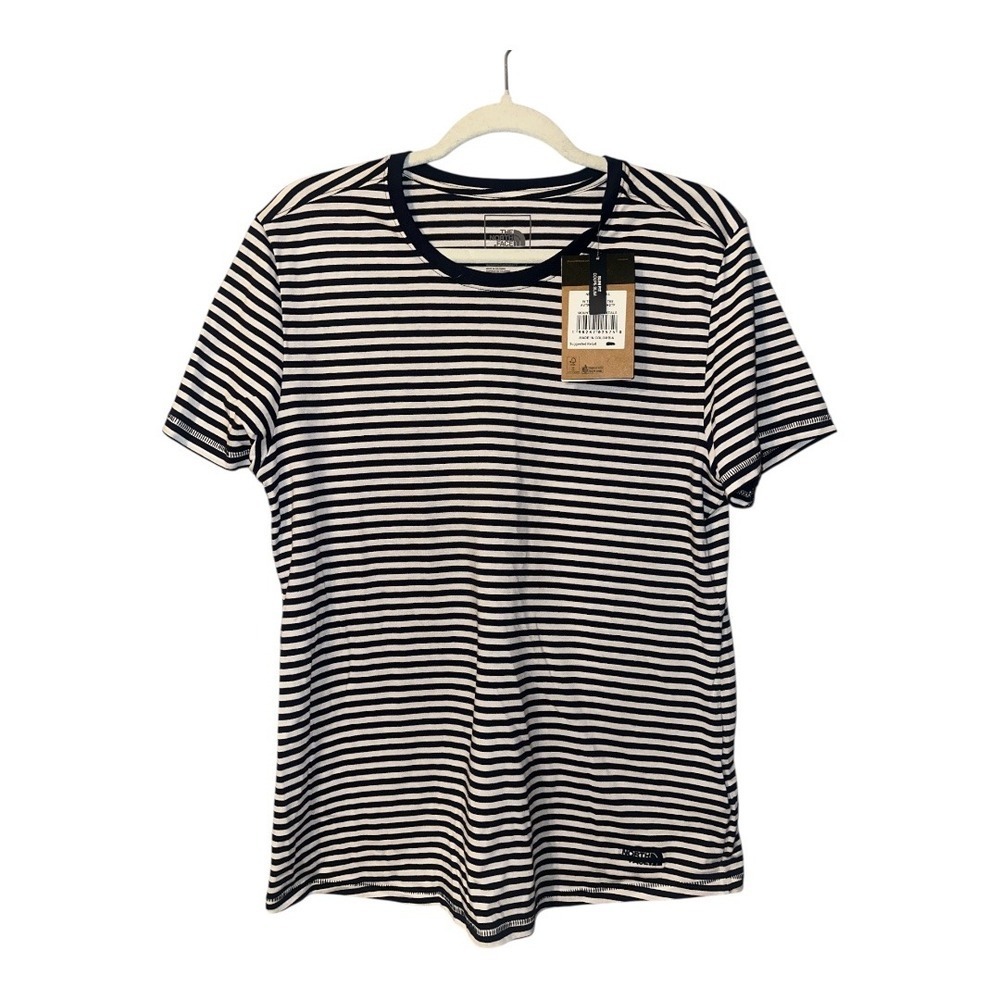 North‎ Face Womens Blue/White Striped Tee, Large